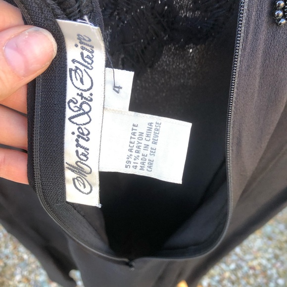 Vintage beaded sheer mesh Marie St. Claire size four long sleeve dress - Picture 6 of 16